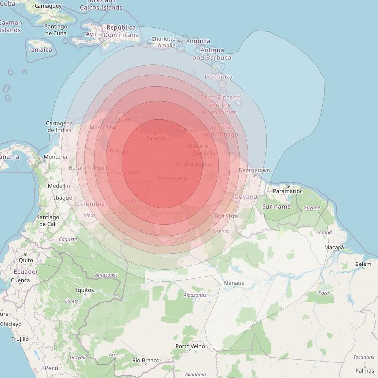 Telstar 19V at 63° W downlink Ku-band S6TX HTS Spot beam coverage map