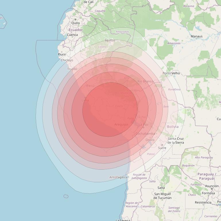 Telstar 19V at 63° W downlink Ku-band S9TX HTS Spot beam coverage map