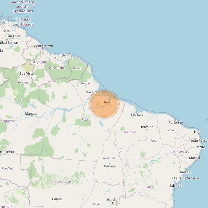 Eutelsat 65 West A at 65° W downlink Ka-band S01 User Spot beam coverage map