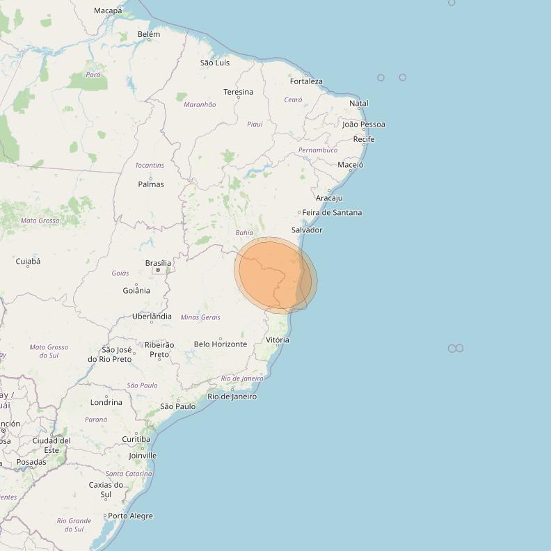 Eutelsat 65 West A at 65° W downlink Ka-band S08 User Spot beam coverage map