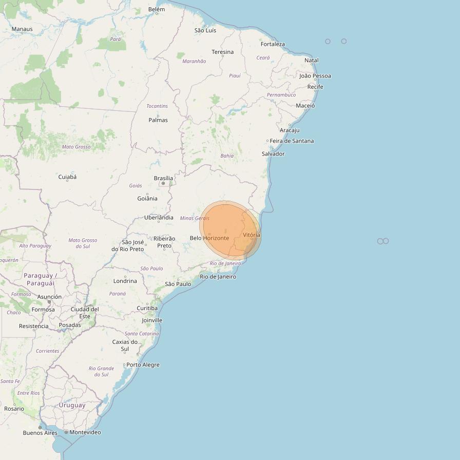 Eutelsat 65 West A at 65° W downlink Ka-band S09 User Spot beam coverage map