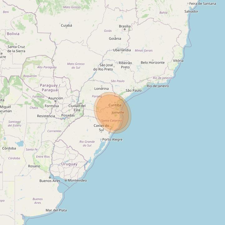 Eutelsat 65 West A at 65° W downlink Ka-band S12 User Spot beam coverage map