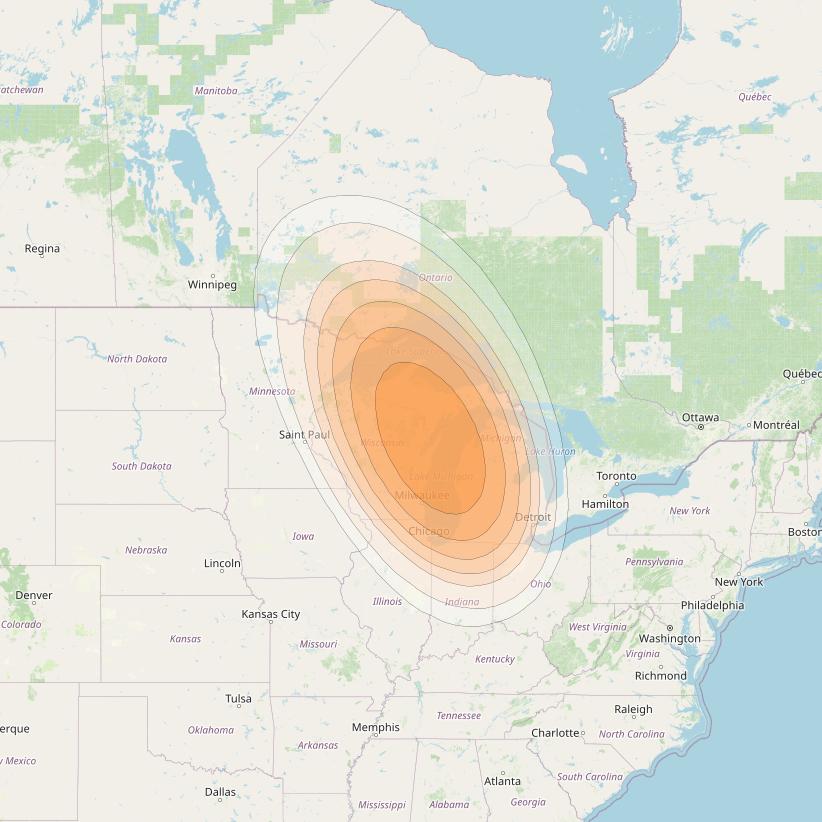 SES 17 at 67° W downlink Ka-band NC02 Spot beam coverage map