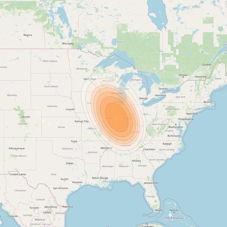 SES 17 at 67° W downlink Ka-band NC07 Spot beam coverage map