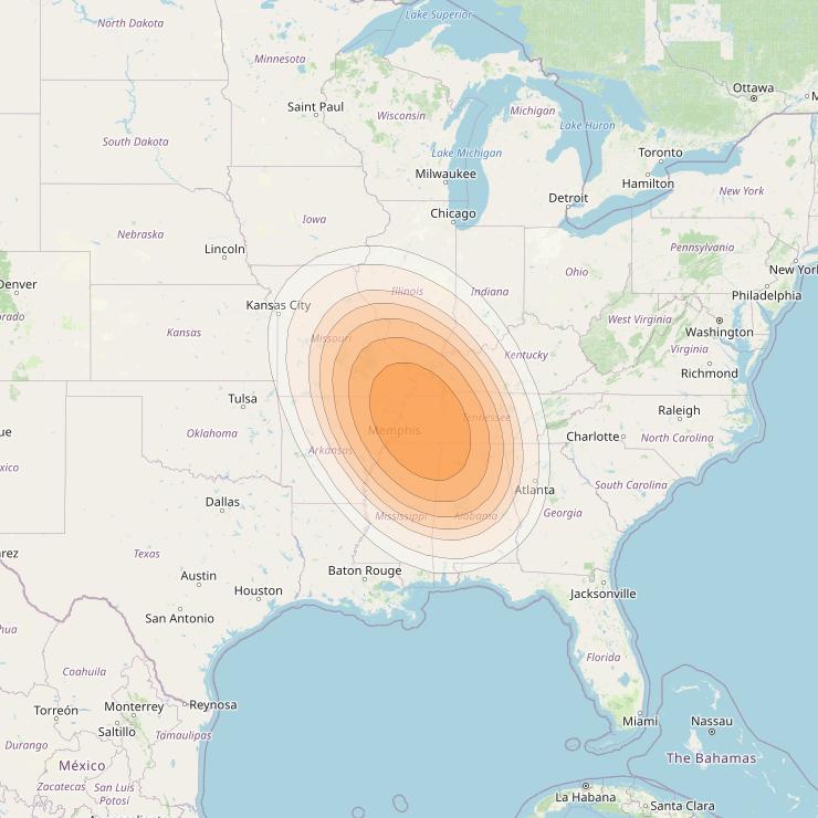 SES 17 at 67° W downlink Ka-band NC12 Spot beam coverage map