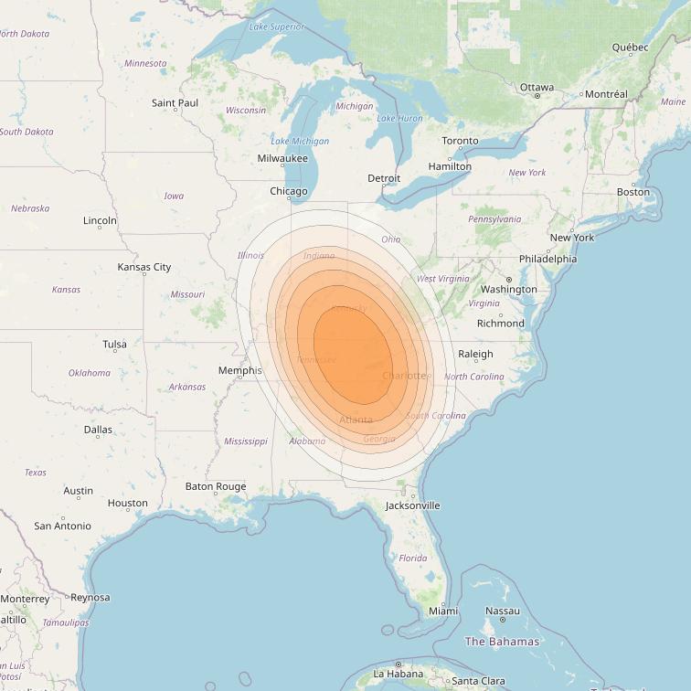 SES 17 at 67° W downlink Ka-band NC13 Spot beam coverage map