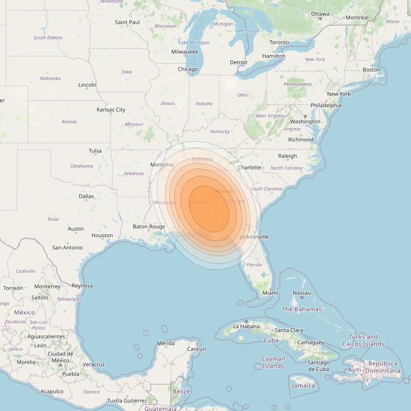 SES 17 at 67° W downlink Ka-band NC18 Spot beam coverage map