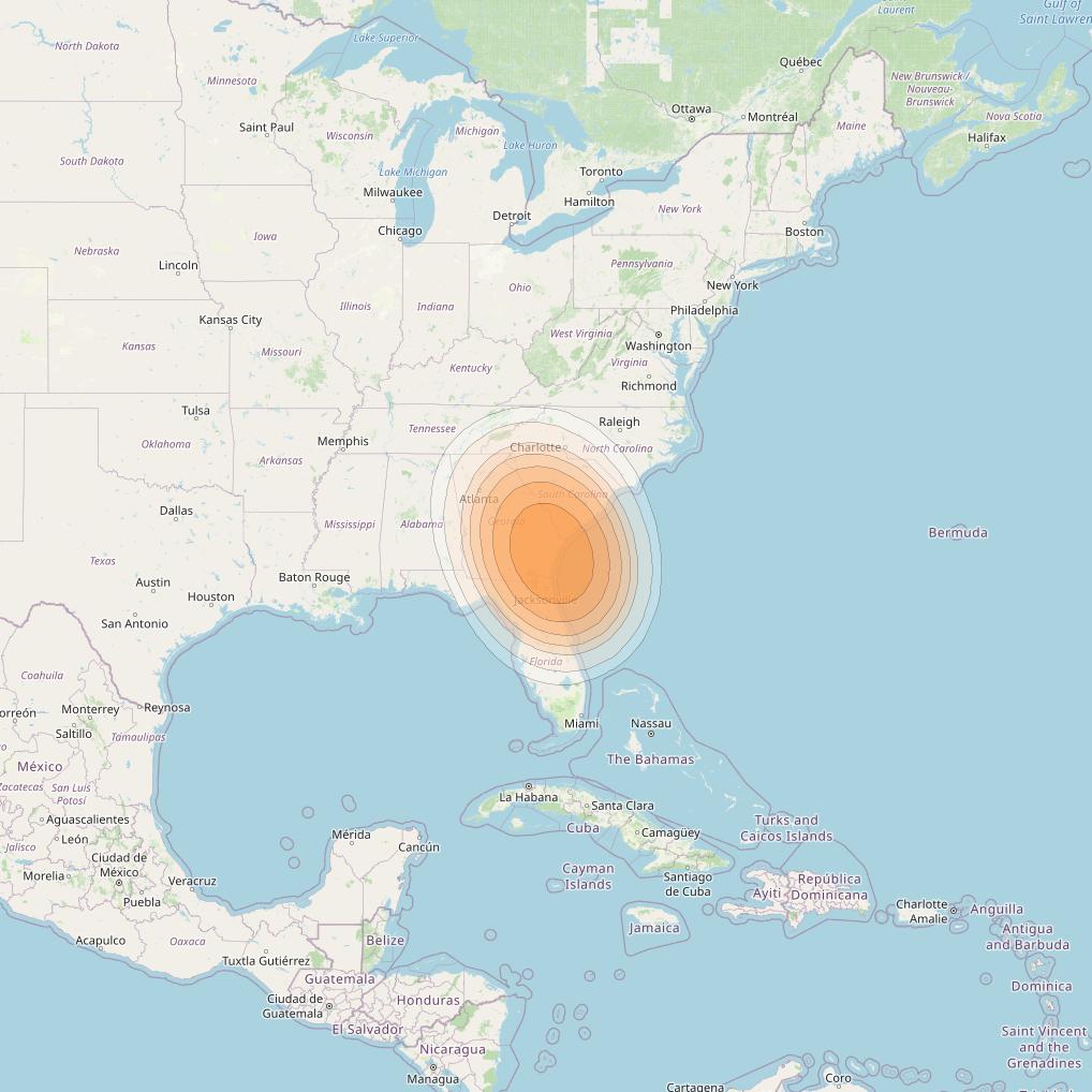 SES 17 at 67° W downlink Ka-band NC19 Spot beam coverage map