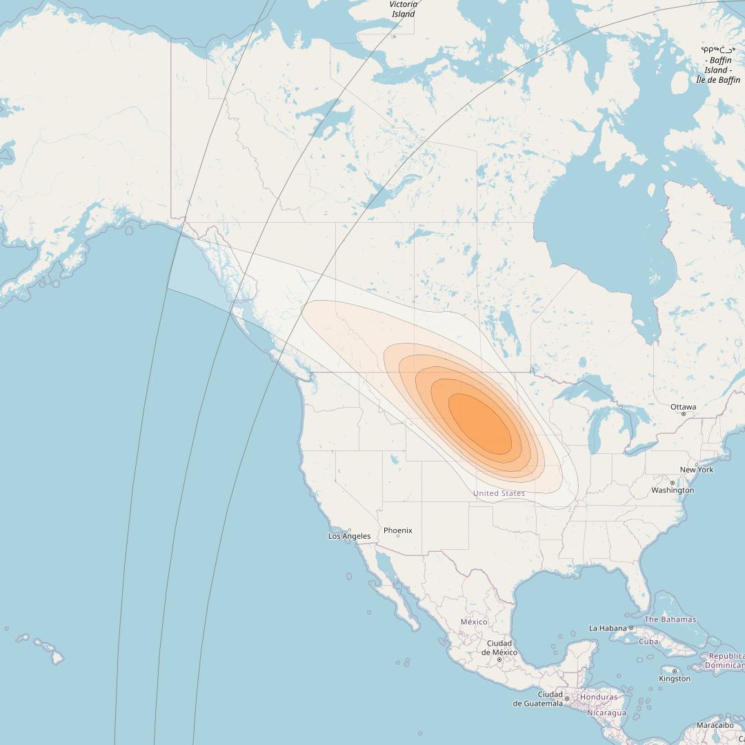 SES 17 at 67° W downlink Ka-band NS15 Spot beam coverage map