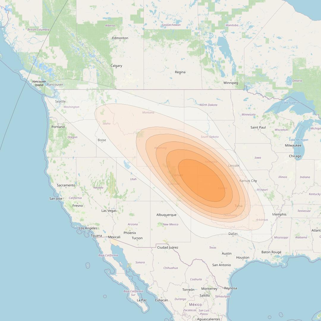 SES 17 at 67° W downlink Ka-band NS18 Spot beam coverage map