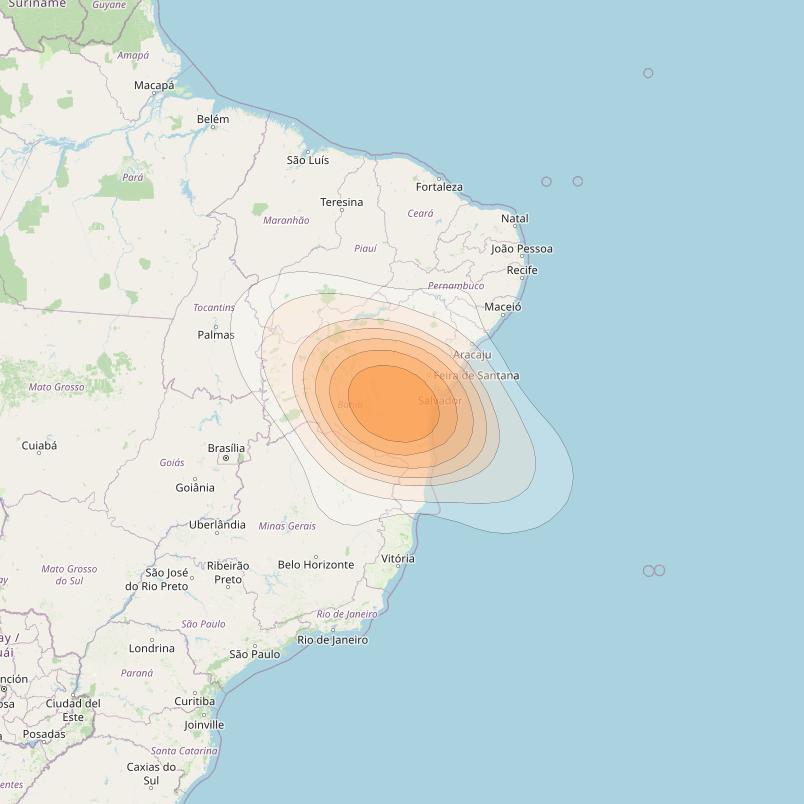 SES 17 at 67° W downlink Ka-band NS38 Spot beam coverage map