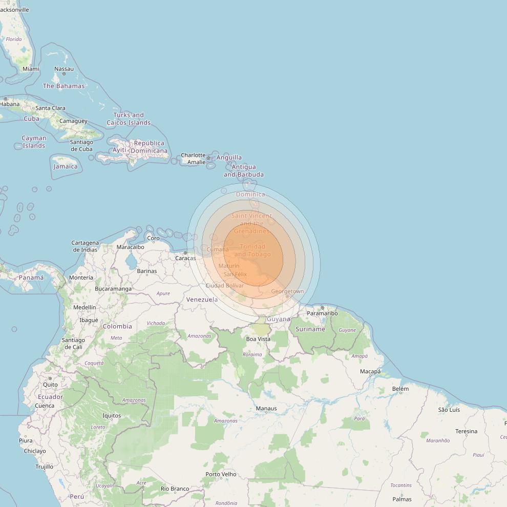 SES 17 at 67° W downlink Ka-band SA13 Spot beam coverage map