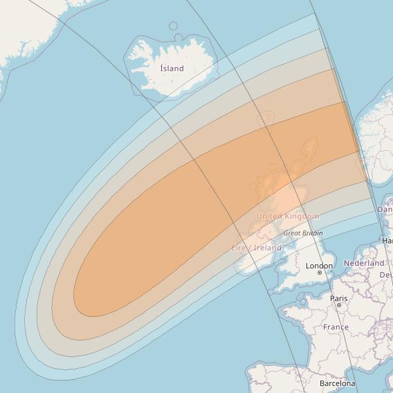 SES 17 at 67° W downlink Ka-band SA61 Spot beam coverage map