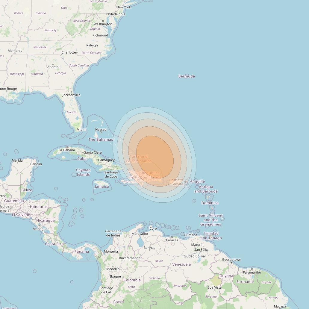 SES 17 at 67° W downlink Ka-band SA72 Spot beam coverage map