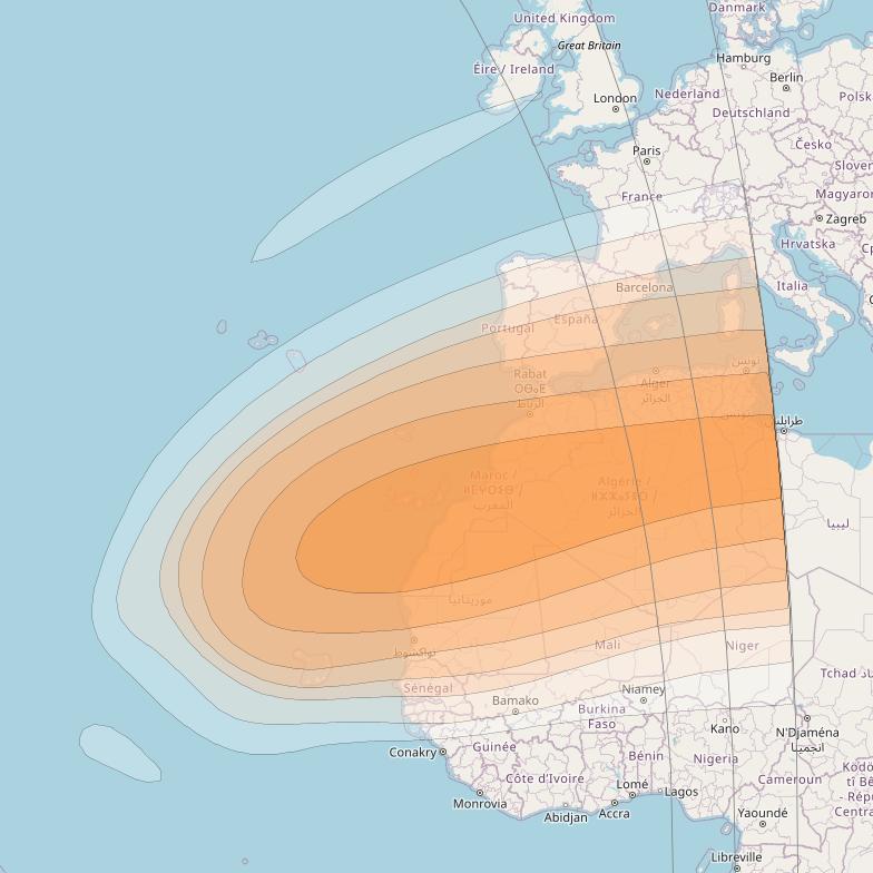 SES 17 at 67° W downlink Ka-band TA03 Spot beam coverage map