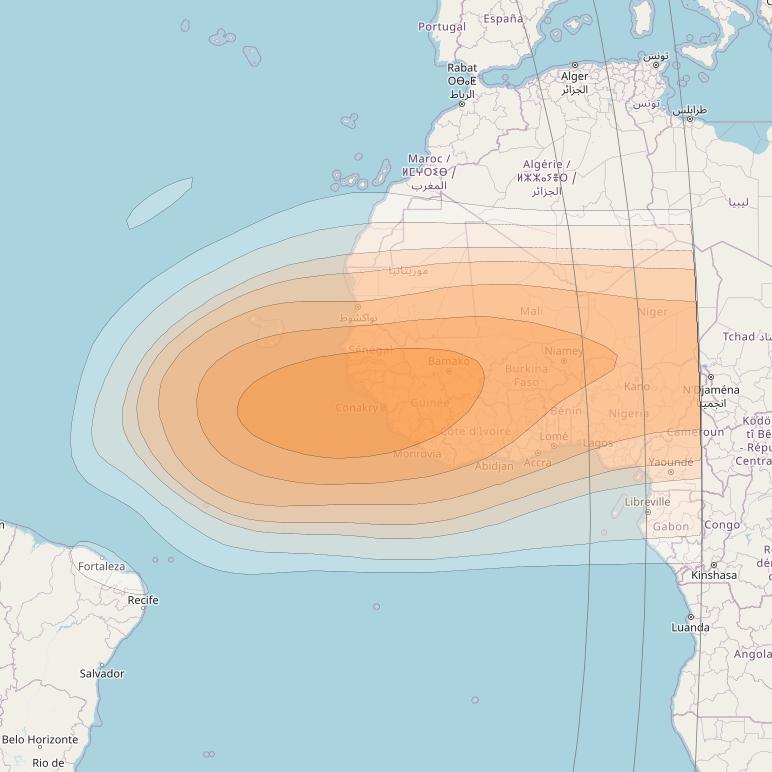 SES 17 at 67° W downlink Ka-band TA07 Spot beam coverage map