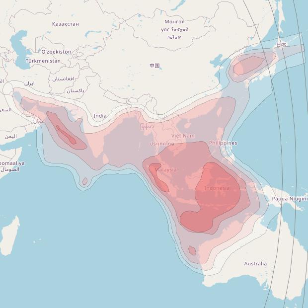 Intelsat 22 at 72° E downlink Ku-band Mobility beam coverage map