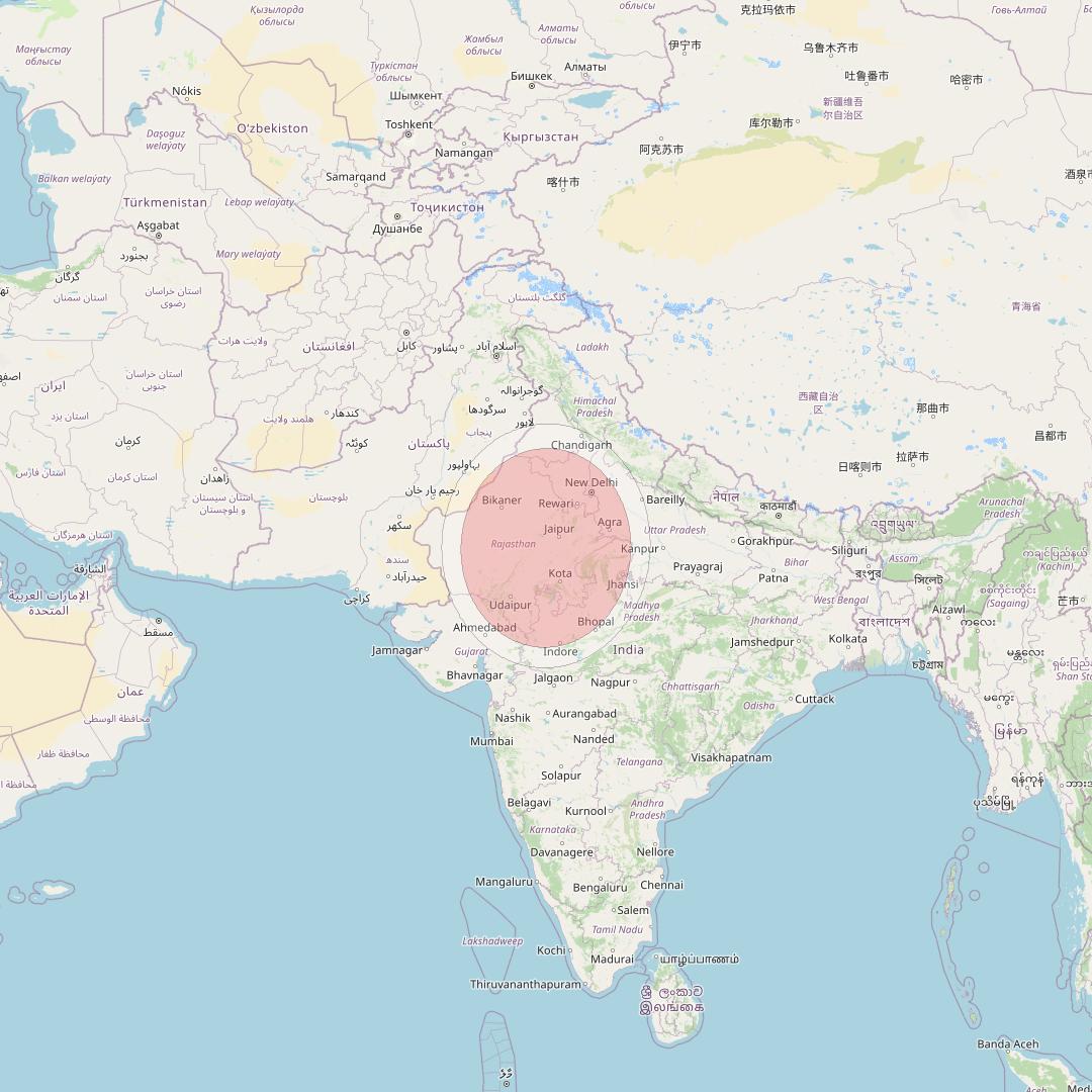 GSAT 11 at 74° E downlink Ku-band Spot01/17 User Spot beam coverage map