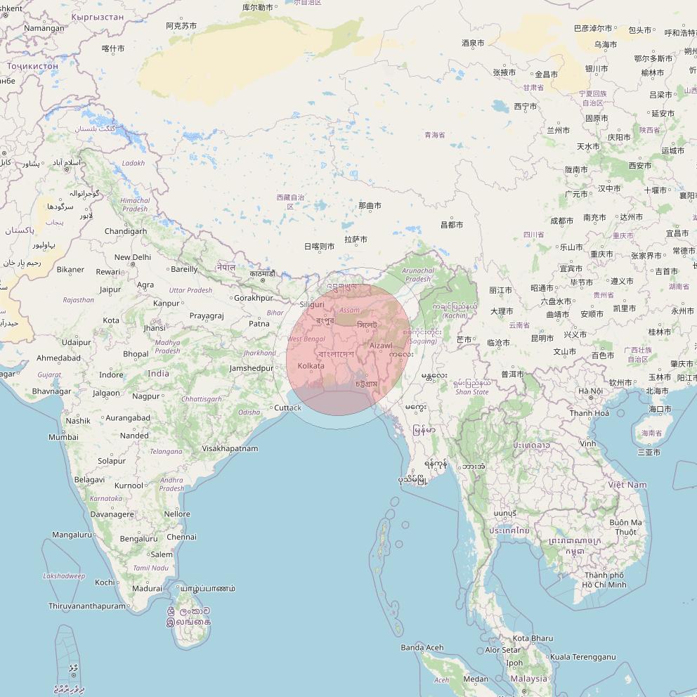 GSAT 11 at 74° E downlink Ku-band Spot11/27 User Spot beam coverage map