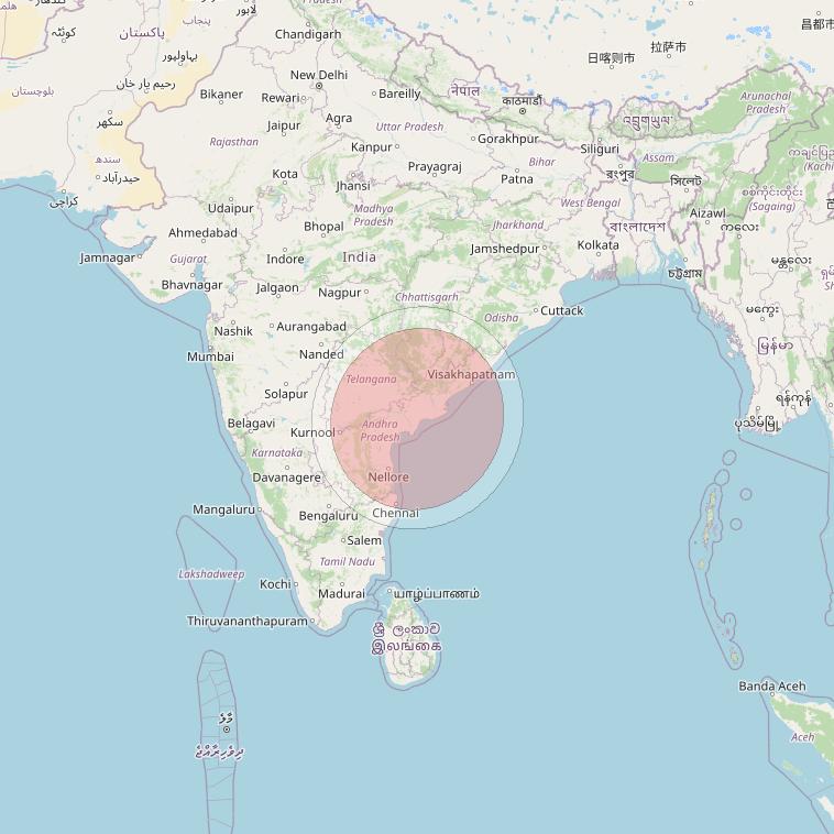 GSAT 11 at 74° E downlink Ku-band Spot13/29 User Spot beam coverage map