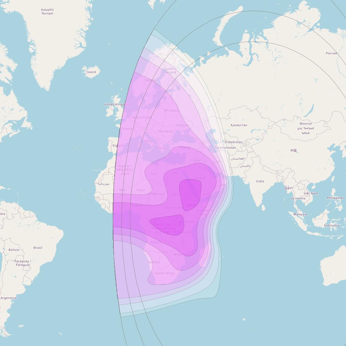 ABS-2 at 75° E downlink C-band West Hemi beam coverage map