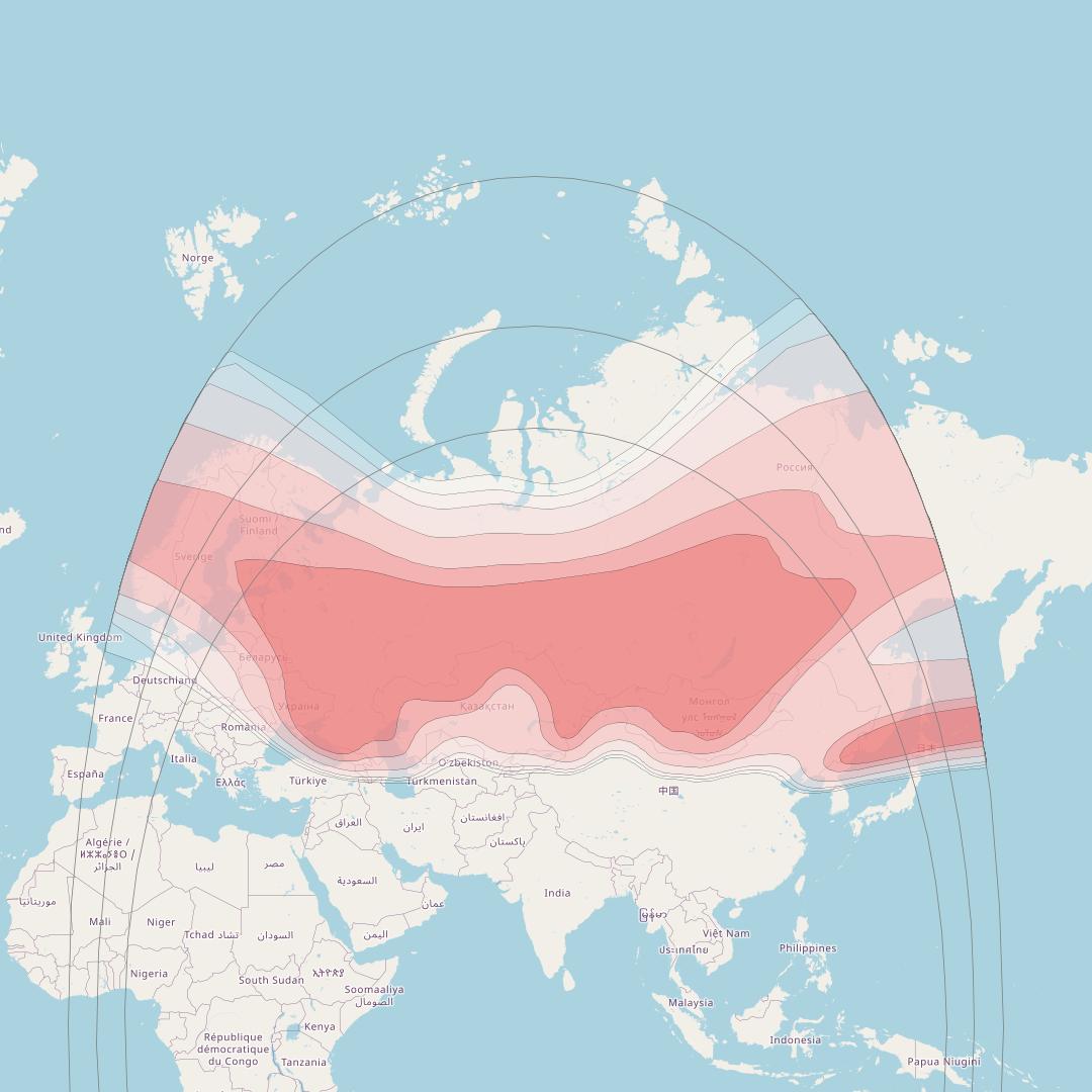 ABS-2A at 75° E downlink Ku-band Northern beam coverage map