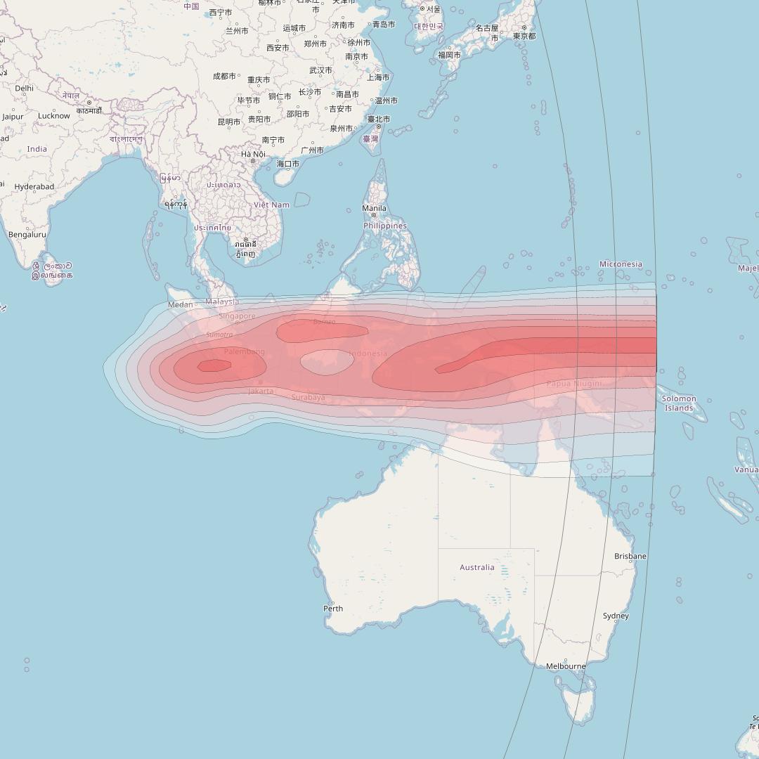 ABS-2 at 75° E downlink Ku-band Indonesia Beam coverage map