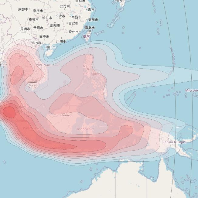 ABS-2A at 75° E downlink Ku-band South East Asia 1 beam coverage map