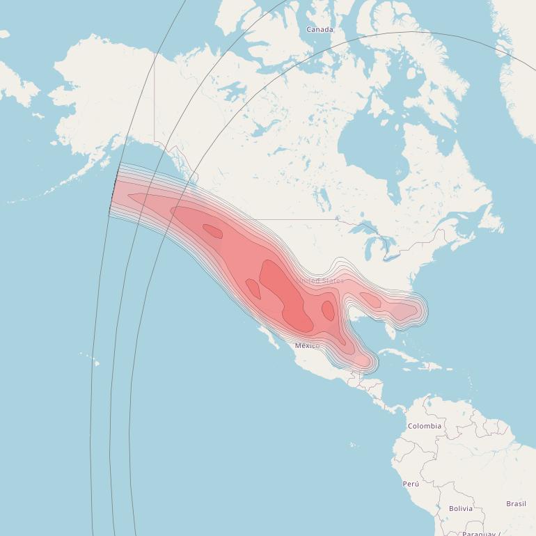 Intelsat 16 at 76° W downlink Ku-band Mexico 1 beam coverage map