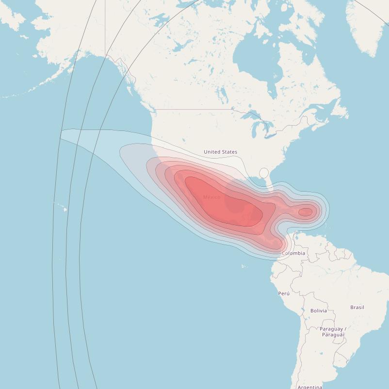 Sky-Mexico 1 at 79° W downlink Ku-band Mexico beam coverage map