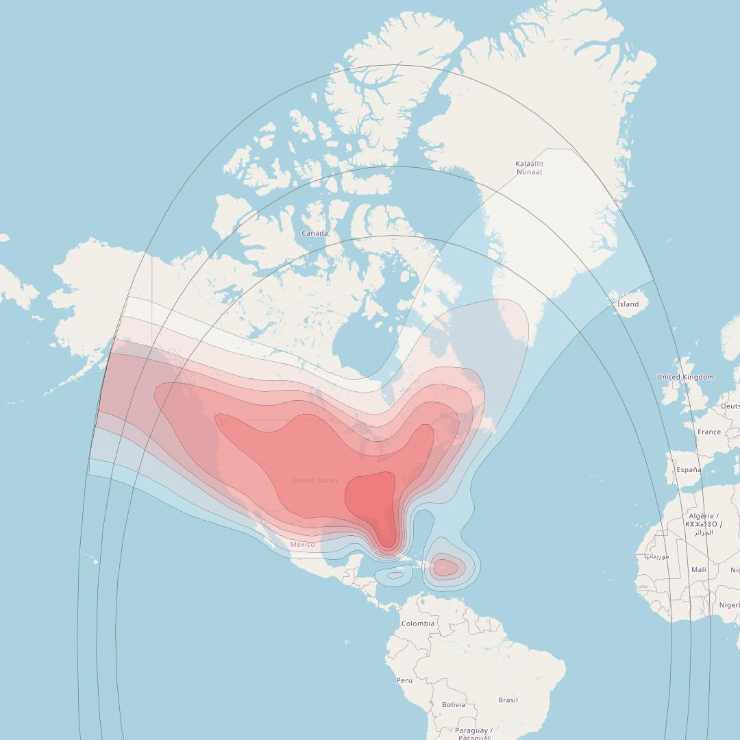 Sky-Mexico 1 at 79° W downlink Ku-band US beam coverage map