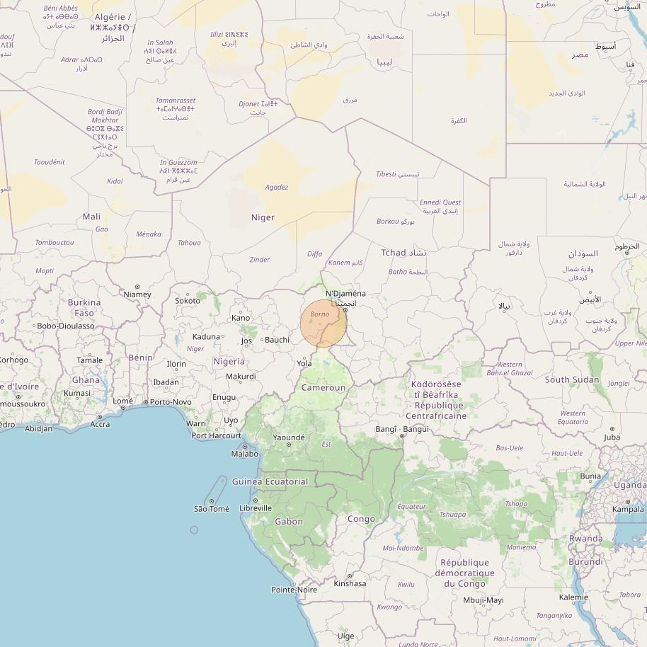 Eutelsat Konnect at 7° E downlink Ka-band AF10 User Spot beam coverage map