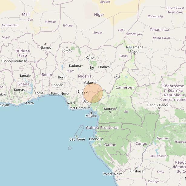 Eutelsat Konnect at 7° E downlink Ka-band AF14 User Spot beam coverage map