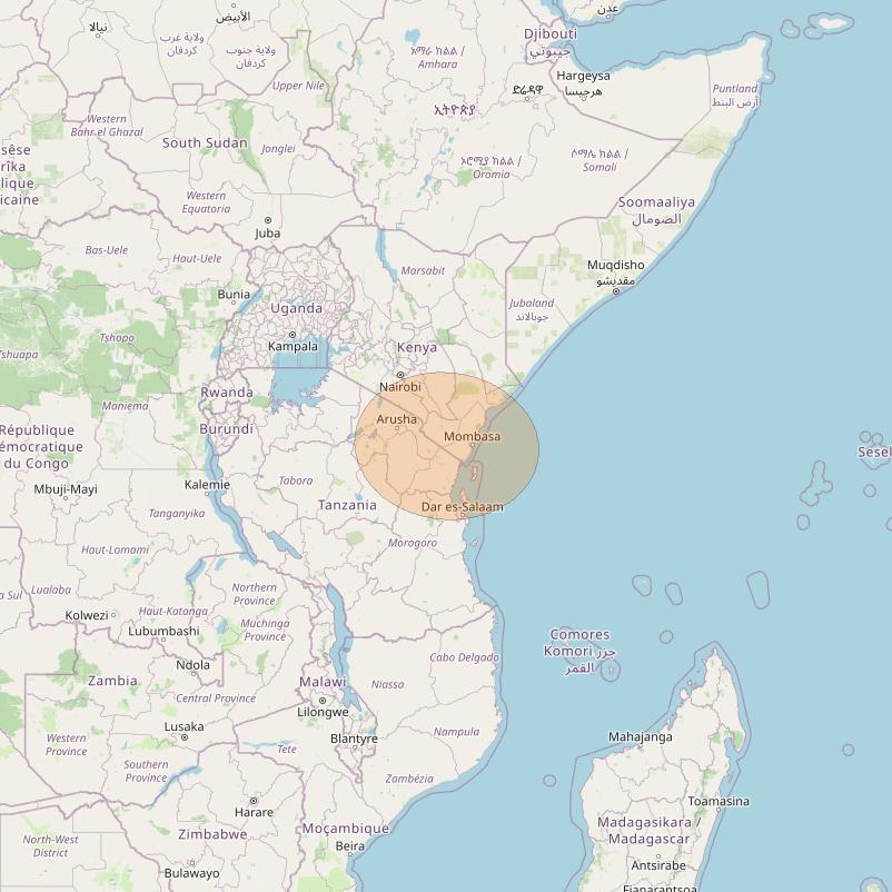 Eutelsat Konnect at 7° E downlink Ka-band AF41 User Spot beam coverage map