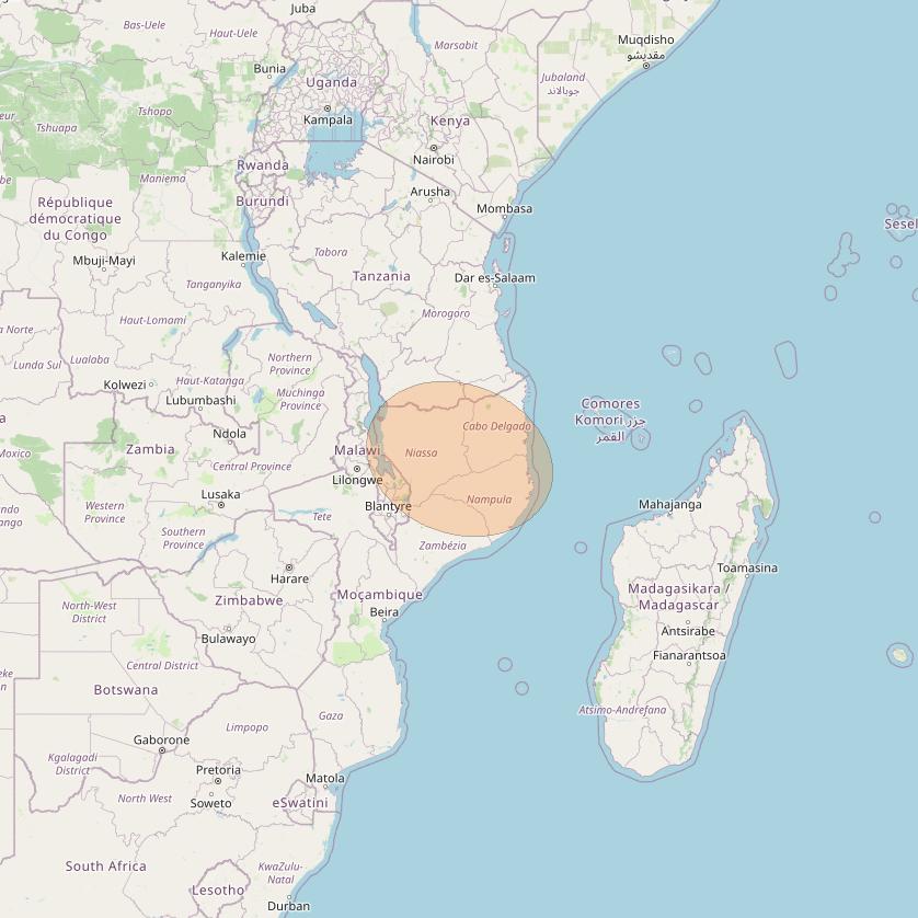 Eutelsat Konnect at 7° E downlink Ka-band AF51 User Spot beam coverage map