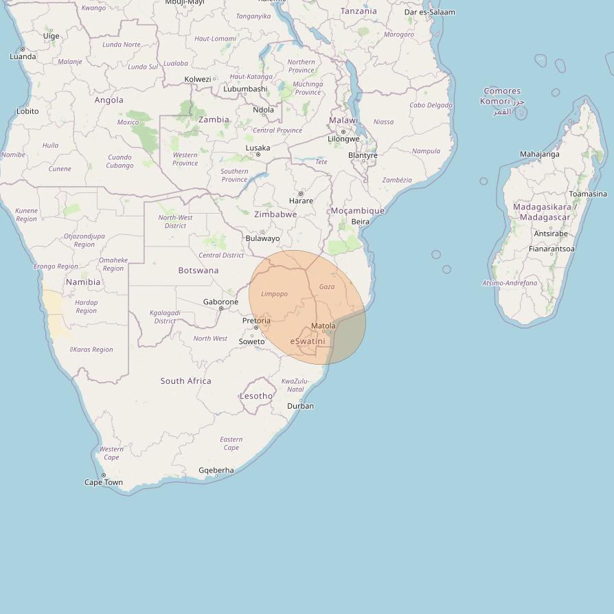 Eutelsat Konnect at 7° E downlink Ka-band AF55 User Spot beam coverage map