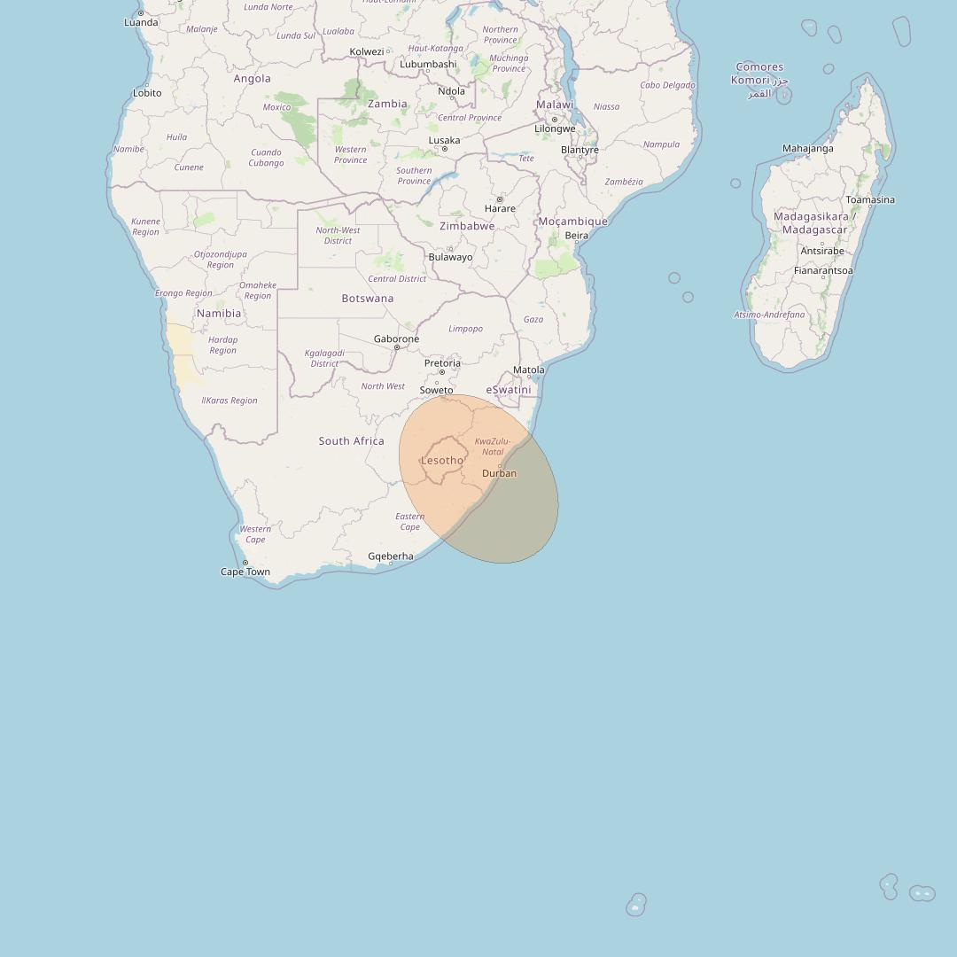 Eutelsat Konnect at 7° E downlink Ka-band AF58 User Spot beam coverage map