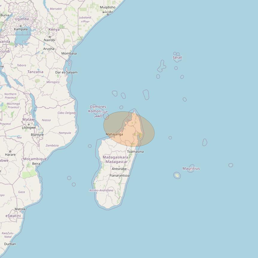 Eutelsat Konnect at 7° E downlink Ka-band AF62 User Spot beam coverage map