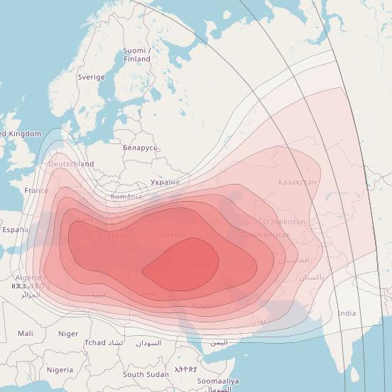 Eutelsat 7B at 7° E downlink Ku-band Europe B beam coverage map