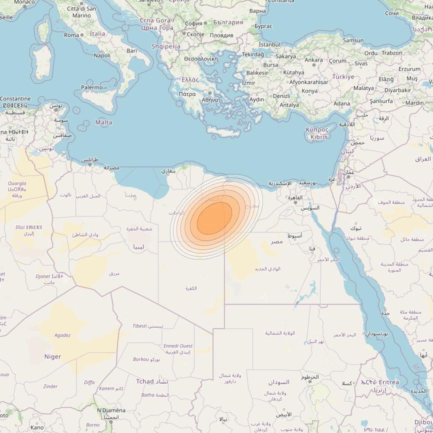 Nilesat 301 at 7° W downlink Ka-band S04 User Spot beam coverage map