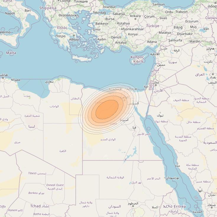 Nilesat 301 at 7° W downlink Ka-band S05 User Spot beam coverage map