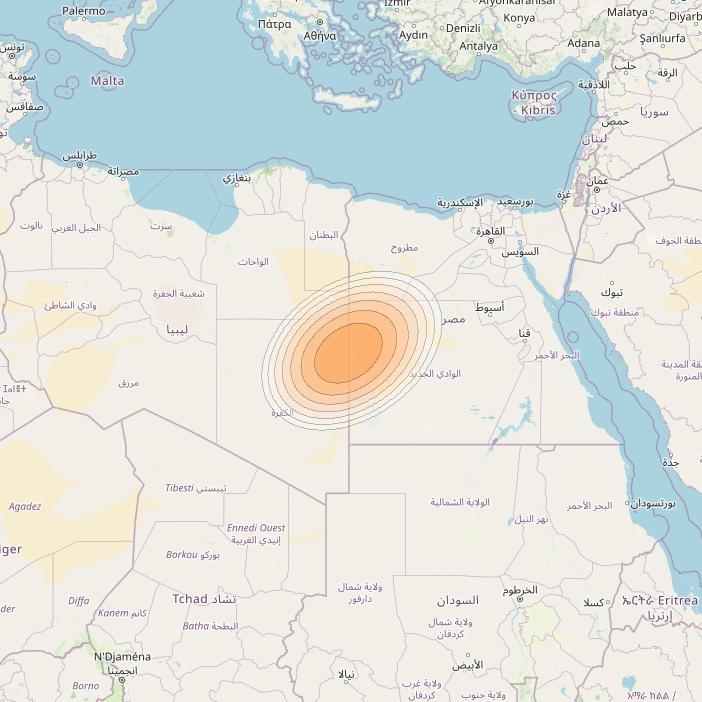 Nilesat 301 at 7° W downlink Ka-band S07 User Spot beam coverage map