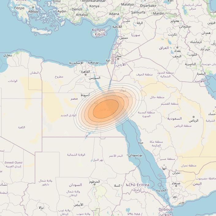 Nilesat 301 at 7° W downlink Ka-band S09 User Spot beam coverage map