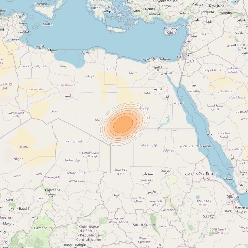 Nilesat 301 at 7° W downlink Ka-band S10 User Spot beam coverage map