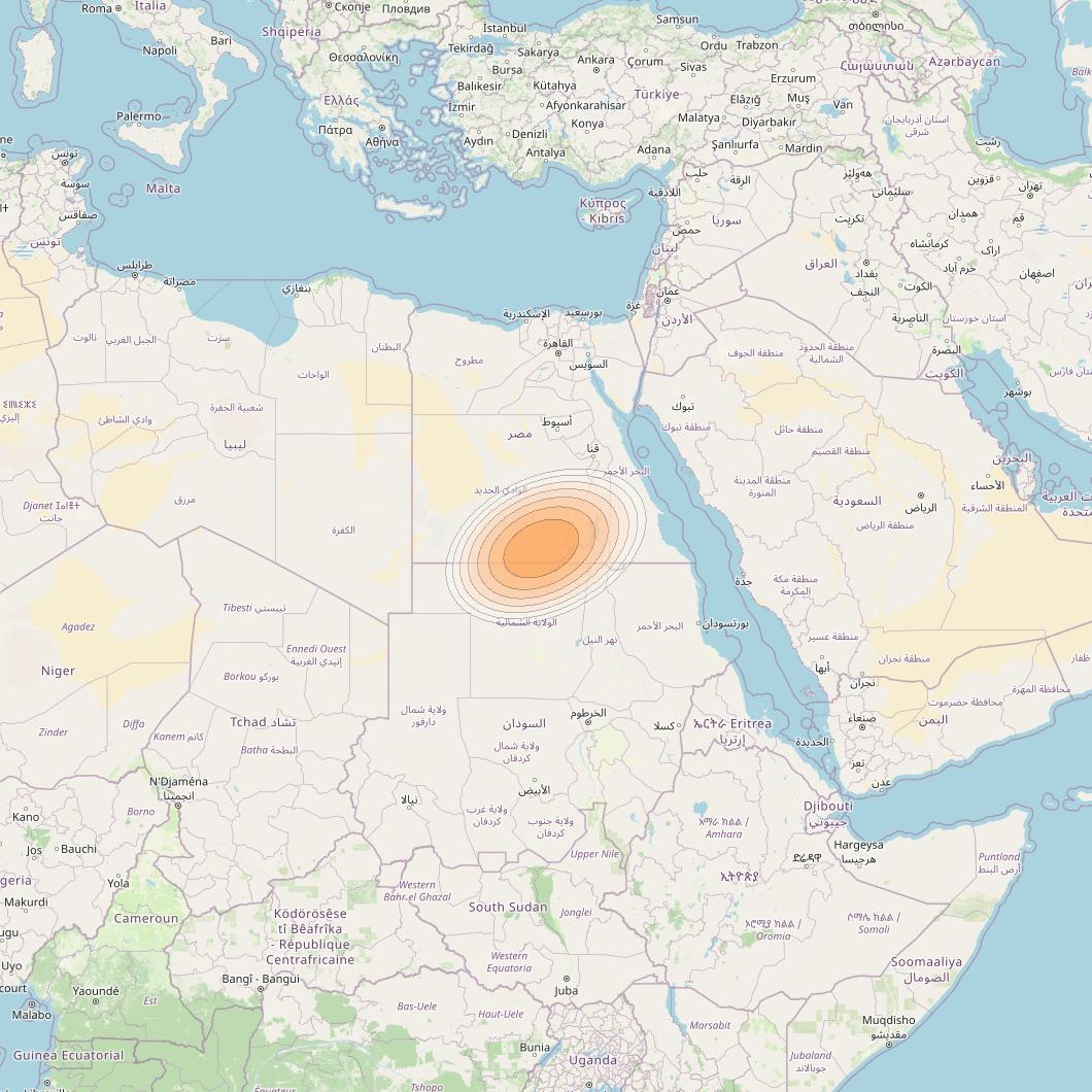 Nilesat 301 at 7° W downlink Ka-band S11 User Spot beam coverage map