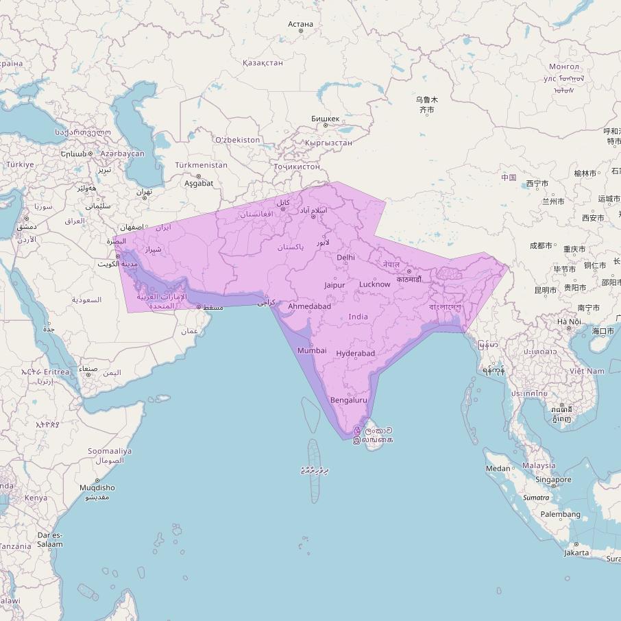 GSAT 10 at 83° E downlink C-band Wide beam coverage map