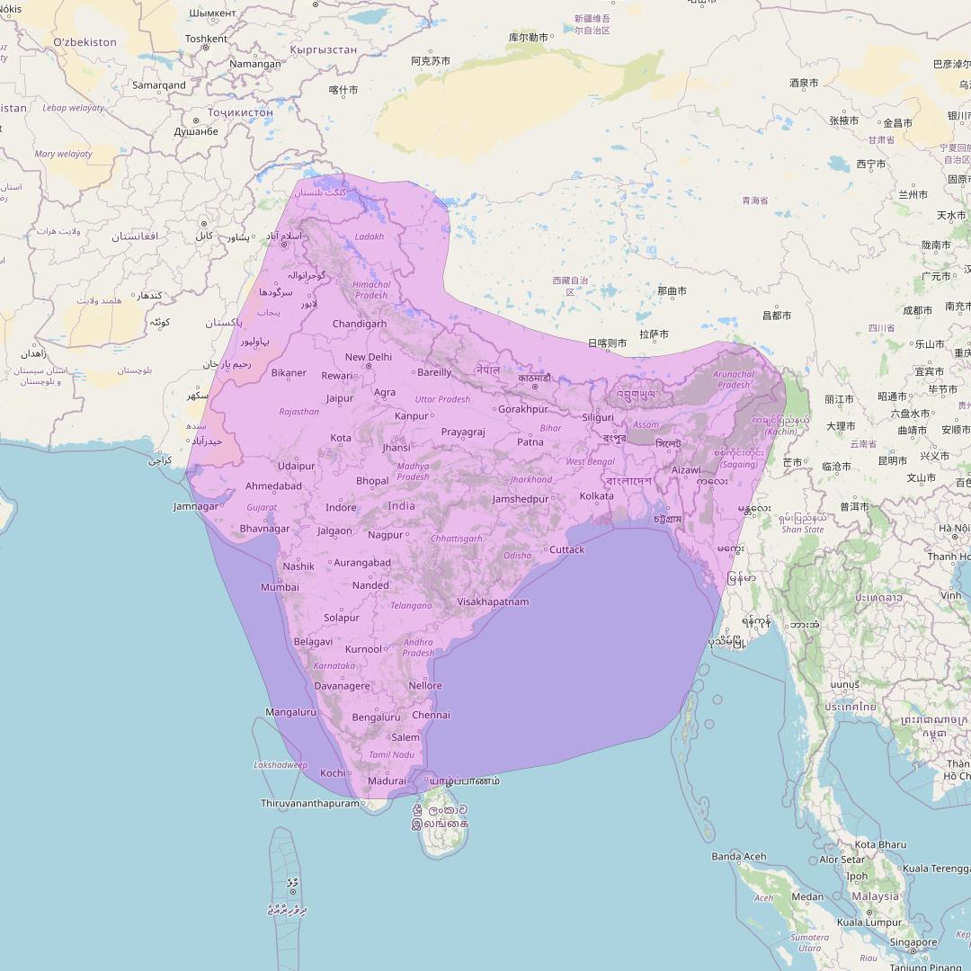 GSAT 10 at 83° E downlink C-band Extended beam coverage map