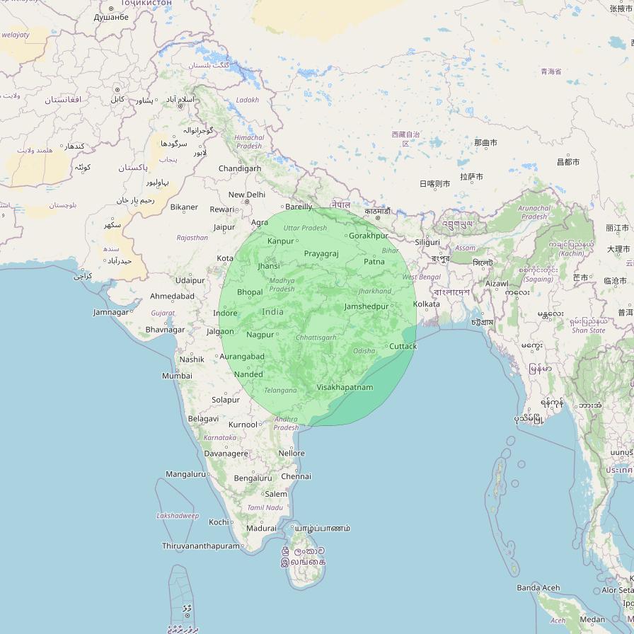 GSAT 6 at 83° E downlink S-band Central beam coverage map