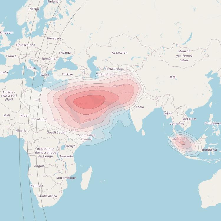 ST 2 at 88° E downlink Ku-band K3 beam coverage map