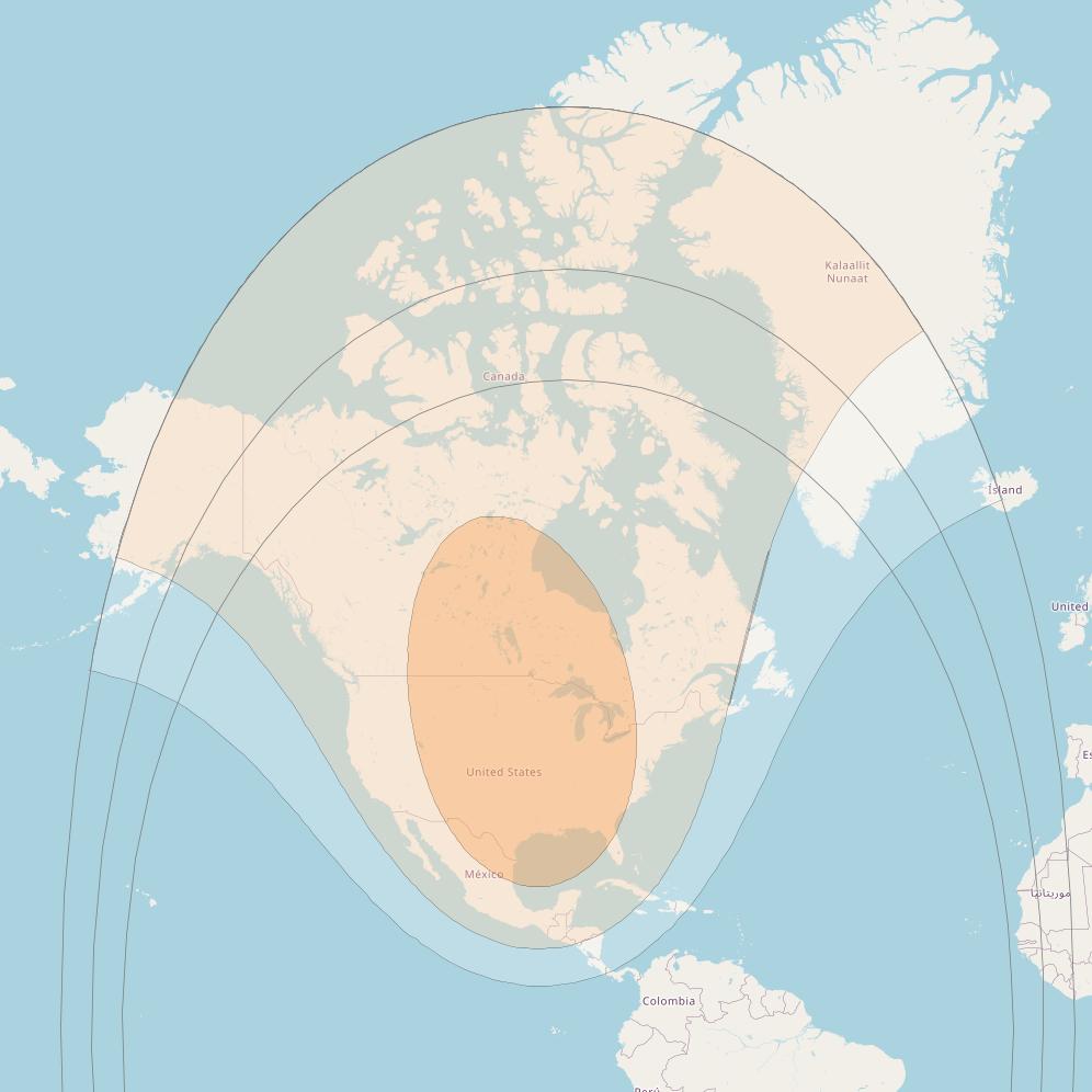 Galaxy 36 at 89° W downlink Ka-band North America beam coverage map